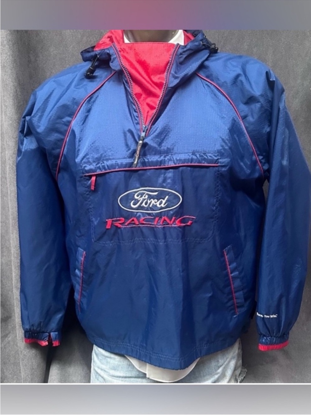 Ford Racing jacket W/ hood kangaroo pocket Sz medium